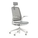 Scaun ergonomic de birou Etherea Alb cu tetieră PDH