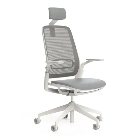 Scaun ergonomic de birou Etherea Alb cu tetieră PDH