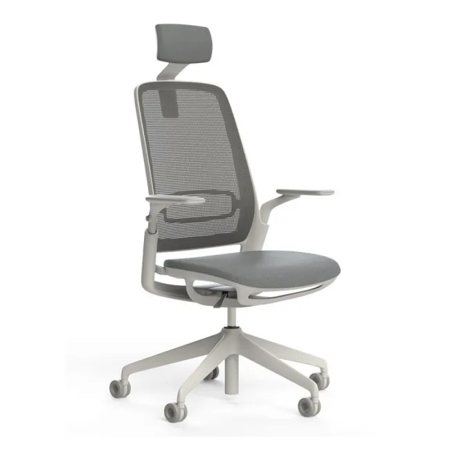 Scaun ergonomic de birou Etherea Alb cu tetieră PDH
