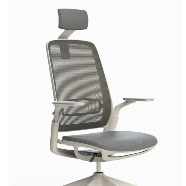 Scaun ergonomic de birou Etherea Alb cu tetieră PDH