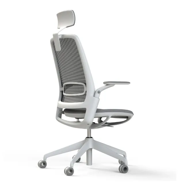 Scaun ergonomic de birou Etherea Alb cu tetieră PDH