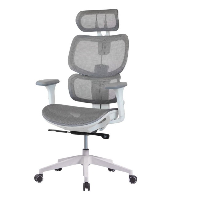 Scaune de birou HumanTech pe culorea alb cu mesh gri Scaune de birou HumanTech pe culorea alb cu mesh gri