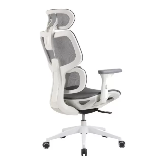 	Scaune de birou HumanTech pe culorea alb cu mesh gri