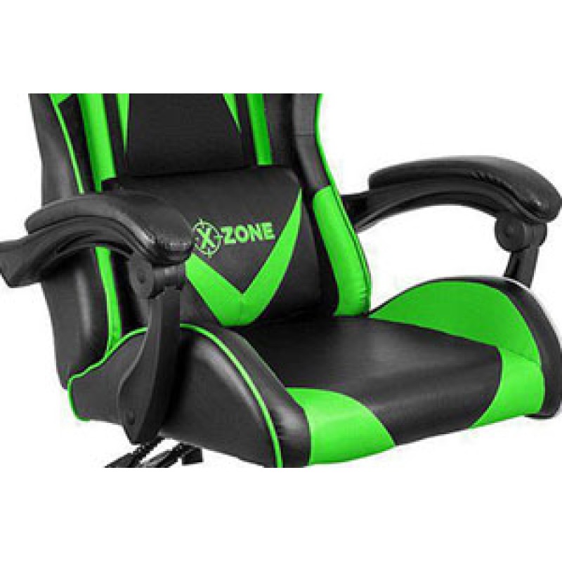 Scaune de gaming si birou din piele pe culoarea negru cu verde