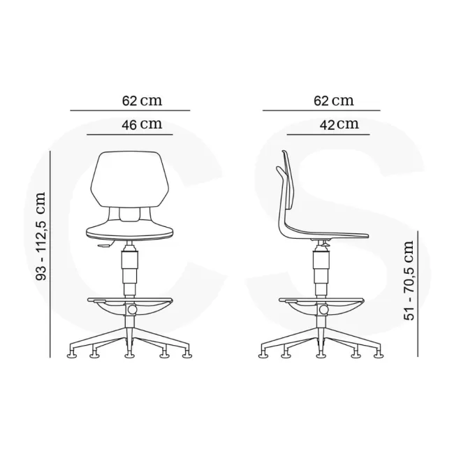 Scaune profesionale laborator, atelier, industriale, 1260 P EXT