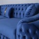 Canapea BELLA 3 locuri structură metalică, tapițerie catifea albastră