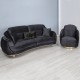 Set 3 canapea Luxury Atlanta cu 2 fotolii catifea neagră