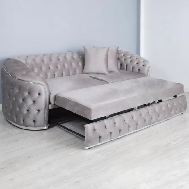 Canapea extensibilă model PARIS 3 locuri, tapițată catifea gri