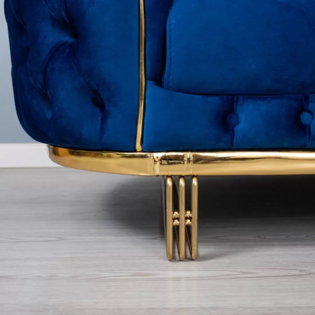 Canapea fixă RIO CLASIC 3 locuri, tapițerie albastră pe cadru Auriu/Gold