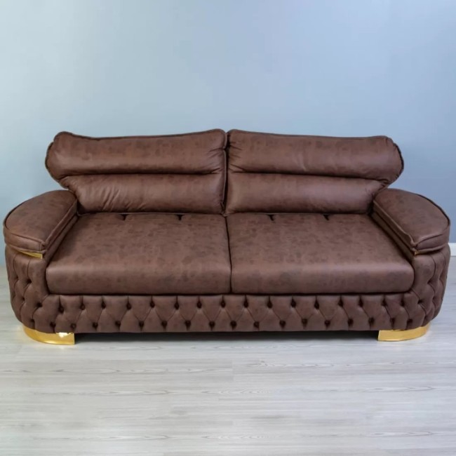 Canapea extensibilă Rio Lux cu 3 locuri, tapițată maro
