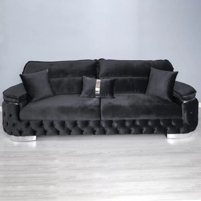 Set 3 canapea Rio Lux cu 2 fotolii catifea neagră