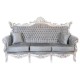 Canapea ROYAL 3 locuri baroc cadru argintiu tapițerie gri