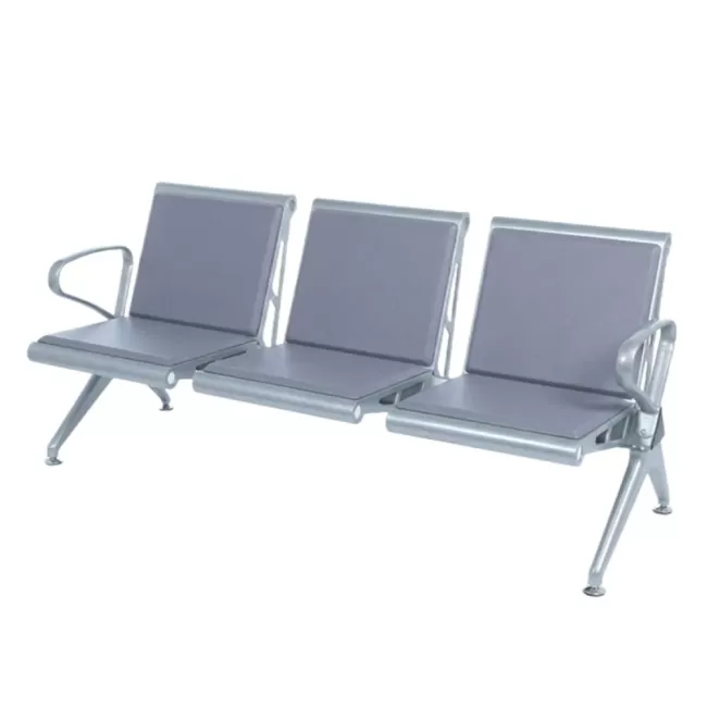 Bancă așteptare 3 locuri cu perne poliuretan – confort și durabilitate, gri