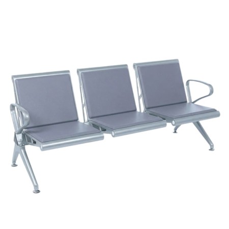 Bancă așteptare 3 locuri gri cu perne poliuretan – rezistentă și confortabilă
