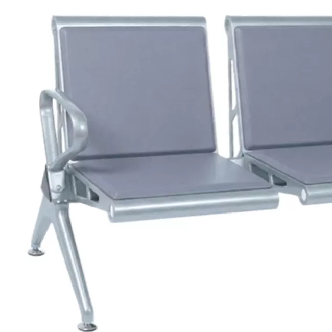 Bancă așteptare 3 locuri cu perne poliuretan – confort și durabilitate, gri