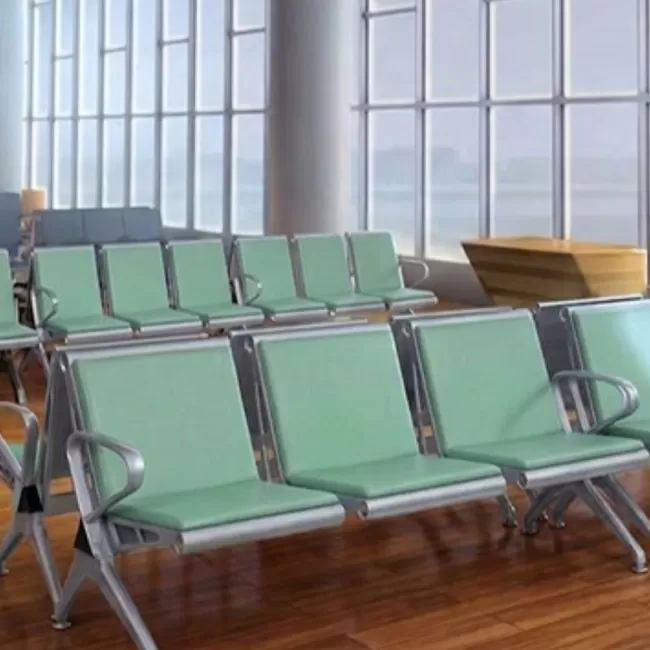 Bancă așteptare 3 locuri cu perne poliuretan – confort și durabilitate, verde