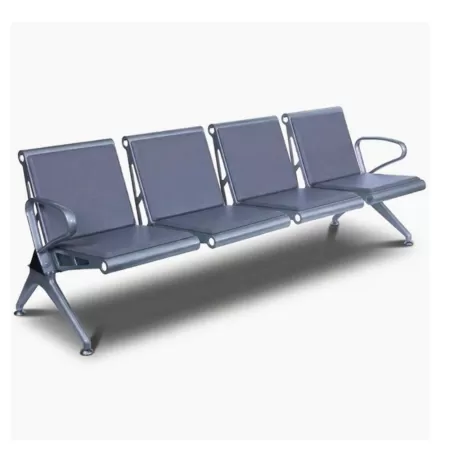 Bancă așteptare 4 locuri cu perne poliuretan – confort și durabilitate, gri