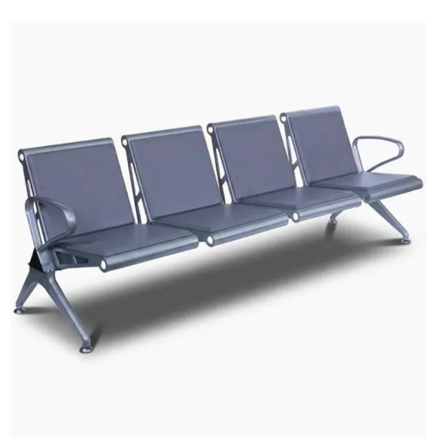 Bancă așteptare 4 locuri cu perne poliuretan – confort și durabilitate, gri