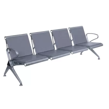 Bancă așteptare 4 locuri cu perne poliuretan – confort și durabilitate, gri