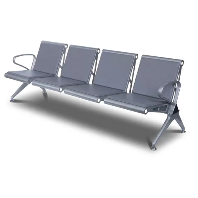 Bancă așteptare 4 locuri cu perne poliuretan – confort și durabilitate, gri