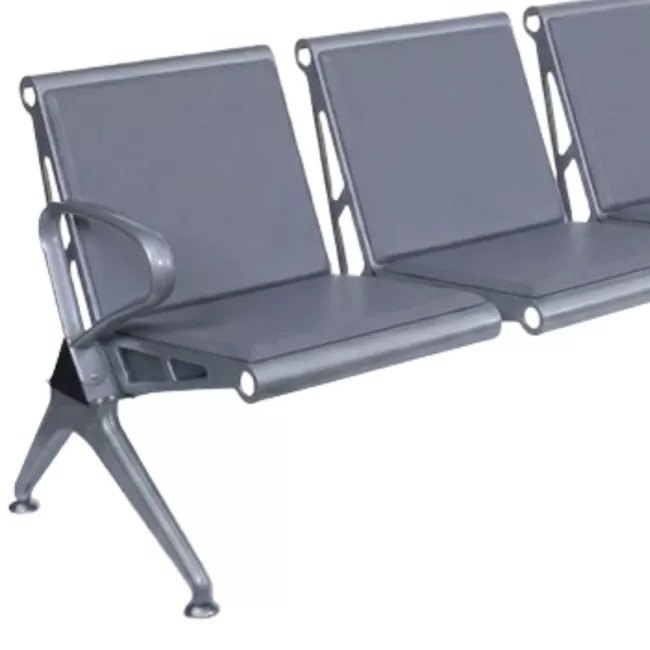 Bancă așteptare 4 locuri cu perne poliuretan – confort și durabilitate, gri