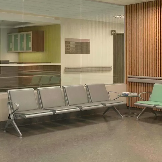 Bancă așteptare 4 locuri cu perne poliuretan – confort și durabilitate, gri