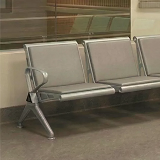 Bancă așteptare 4 locuri cu perne poliuretan – confort și durabilitate, gri