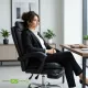 Scaun birou ergonomic 013 cu suport pentru picioare retractabil și piele ecologică premium