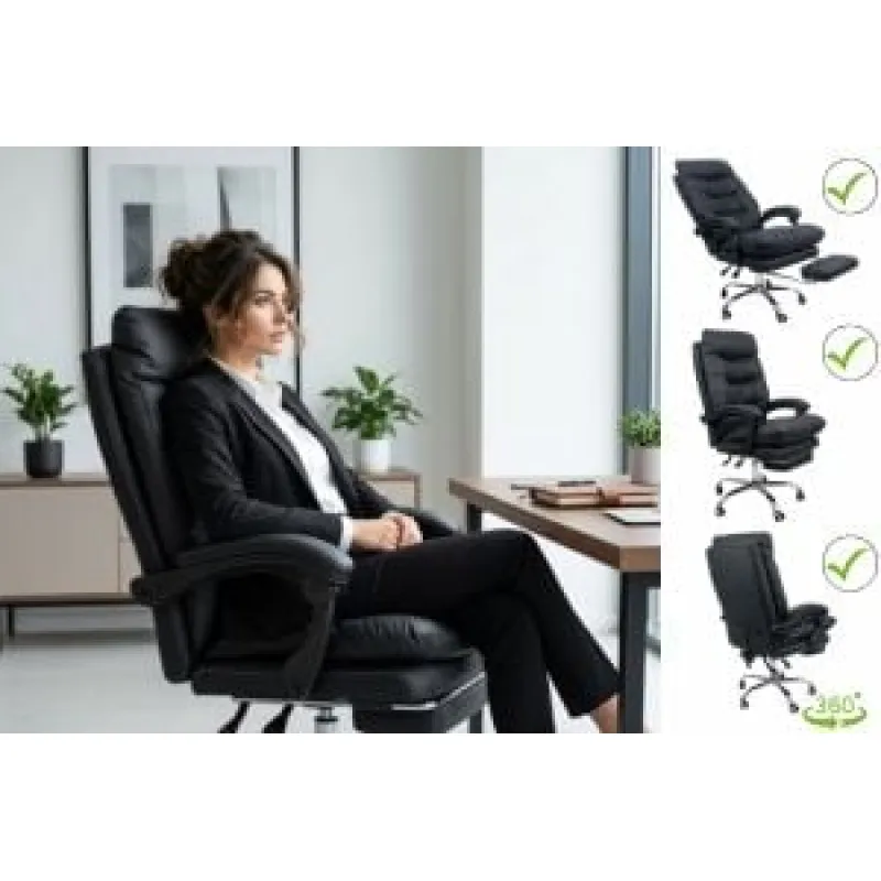 Scaune de birou cu suport pentru picioare retractabil – confort premium