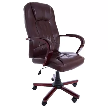 Scaun de birou directorial tapițat cu piele 211 Maro