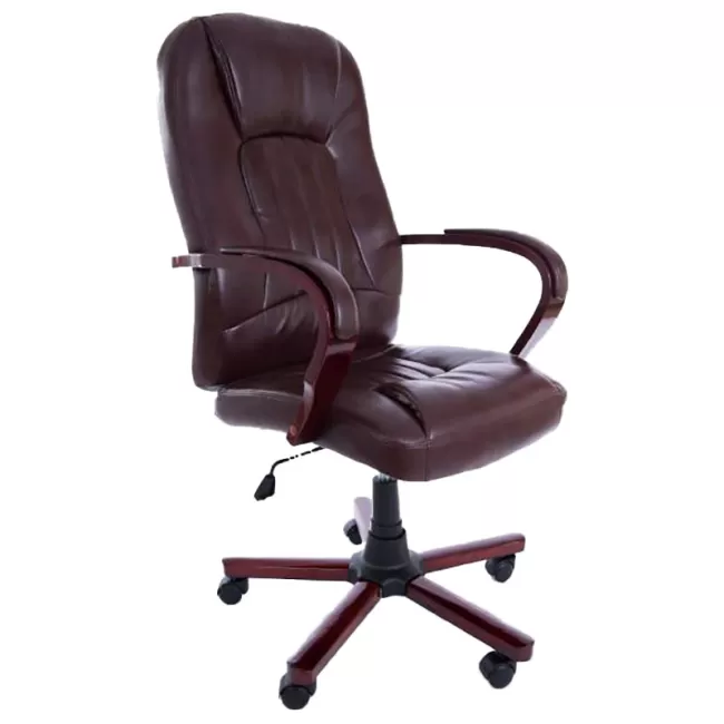 Scaun de birou directorial tapițat cu piele 211 Maro