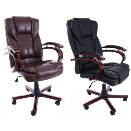 Scaune directoriale din piele eco pe culoarea maro si negru Scaune directoriale din piele eco pe culoarea maro si negru