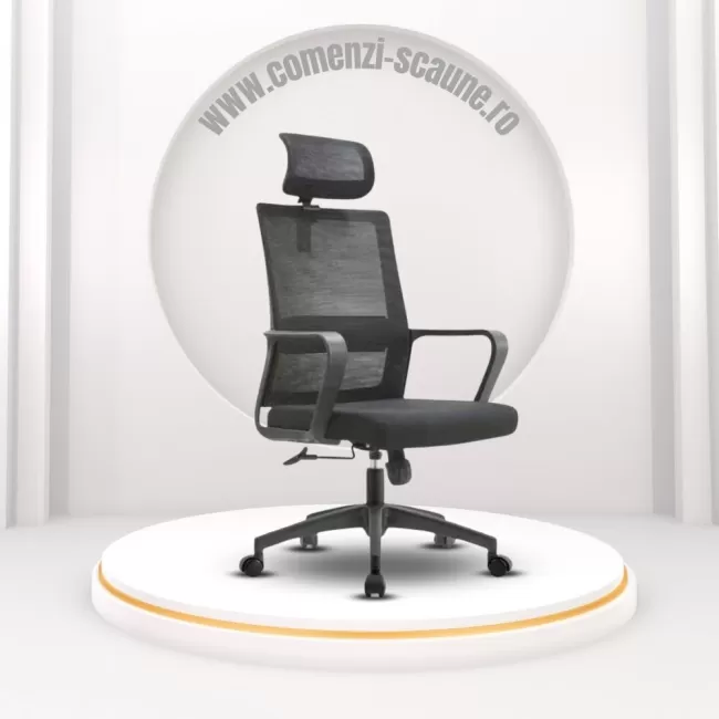 Scaun de birou tapițat cu material textil și mesh 400 H