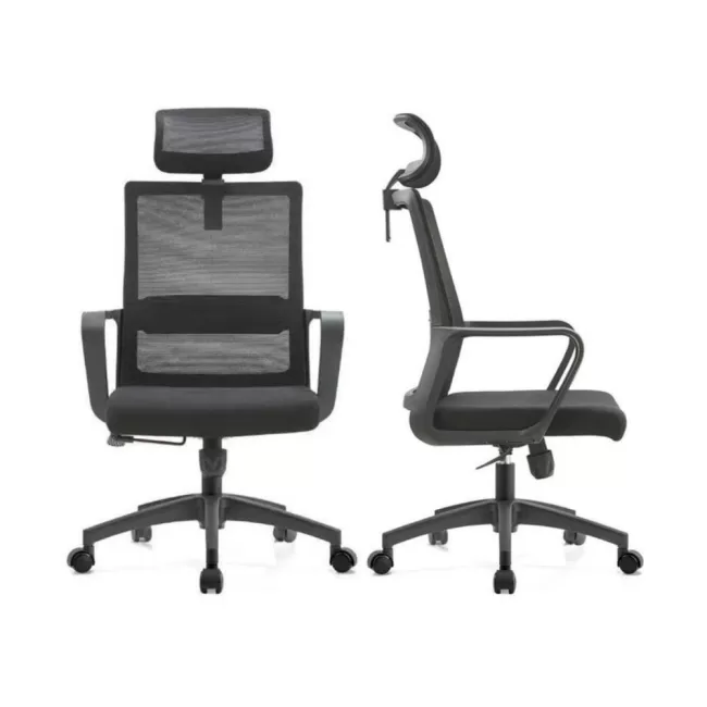 Scaun de birou tapițat cu material textil și mesh 400 H