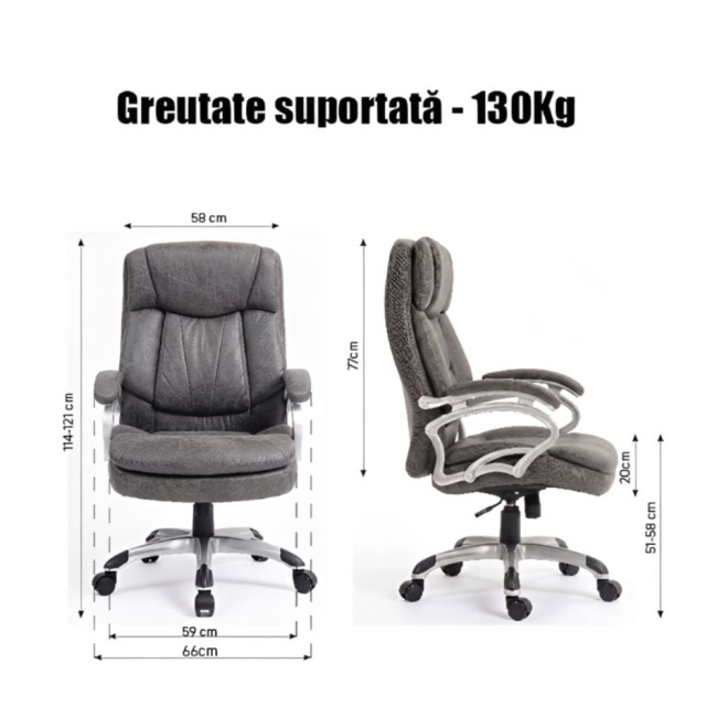Scaun de birou tapițerie din stofă culoarea gri model 553