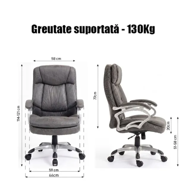 Scaun de birou tapițerie din stofă culoarea gri model 553