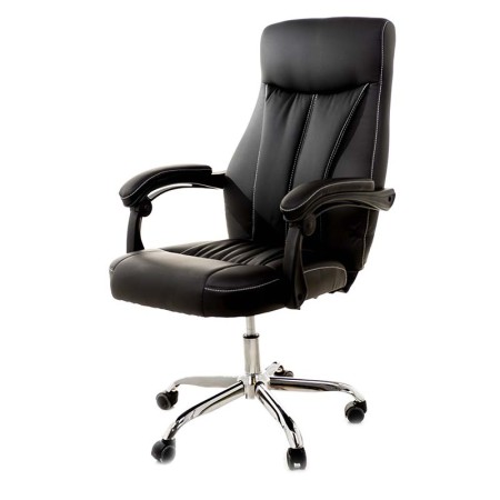 Scaun de birou tapițat cu piele ecologică de culoare neagră 6755 Scaun de birou tapițat cu piele ecologică de culoare neagră 6755