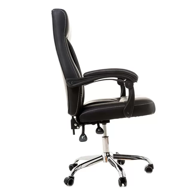 Scaun de birou tapițat cu piele ecologică de culoare neagră 6755