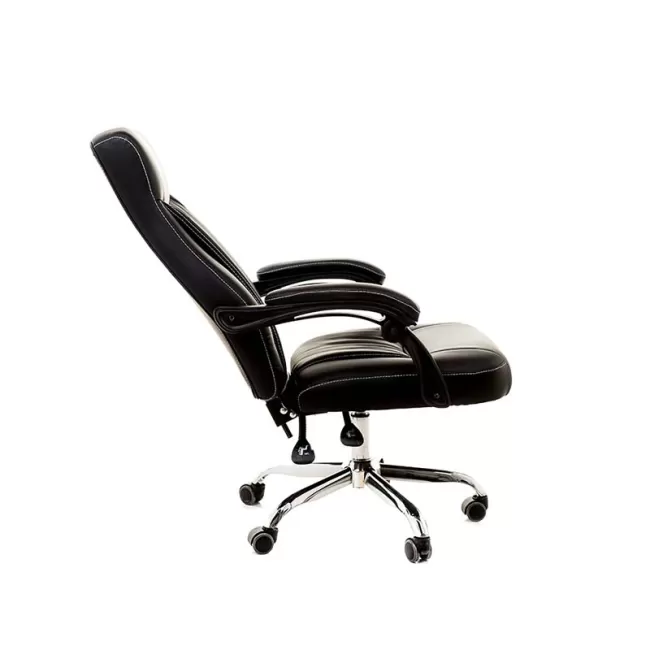 Scaun de birou tapițat cu piele ecologică de culoare neagră 6755