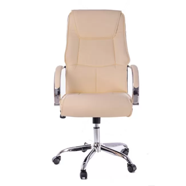 Scaun de birou rezistent cu baza metalica culoarea crem