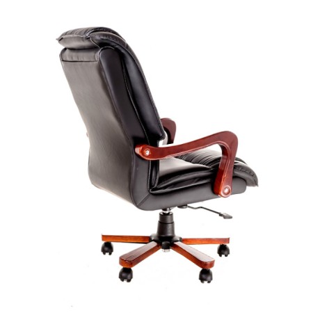 Fotoliu directorial rezistent cu baza și brațe din lemn Fotoliu directorial rezistent cu baza și brațe din lemn