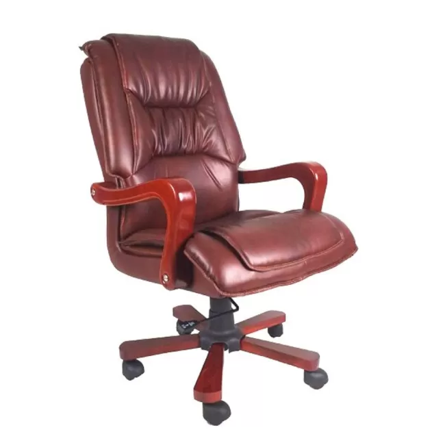 Fotoliu directorial ergonomic rezistent cu baza și brate din lemn