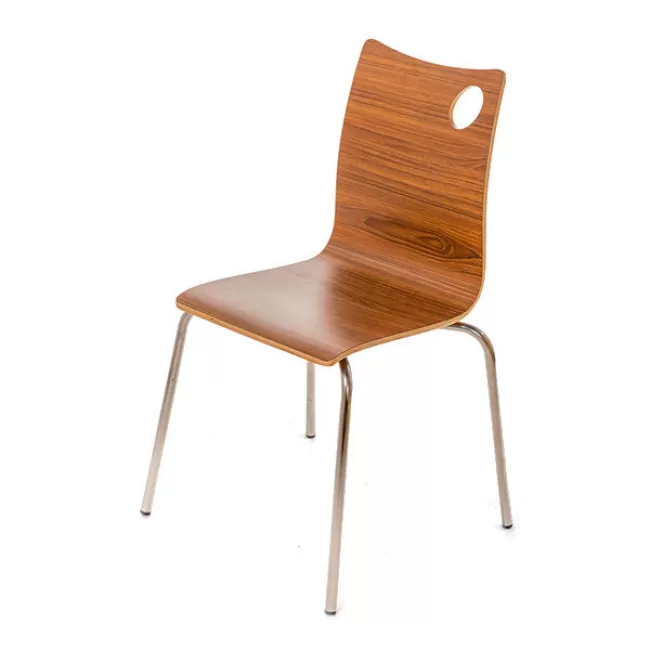 Scaun pe cadru cromat și lemn stratificat