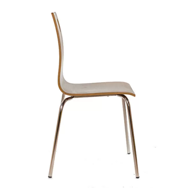 Scaun pe cadru cromat și lemn stratificat