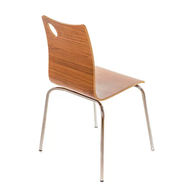 Scaun pe cadru cromat și lemn stratificat