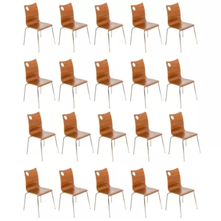 Scaune cantina pe cadru cromat si lemn stratificat