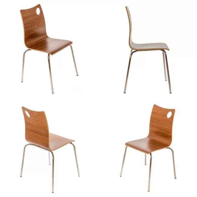 Scaune cantina pe cadru cromat si lemn stratificat