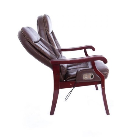 Scaun vizitator modern cu picioare din lemn-maro Scaun vizitator modern cu picioare din lemn-maro