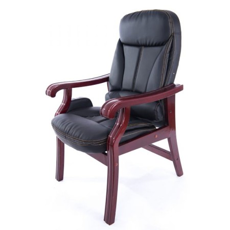 Scaun vizitator modern cu picioare din lemn-negru Scaun vizitator modern cu picioare din lemn-negru