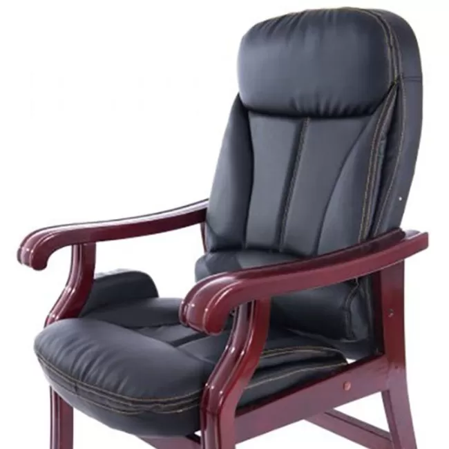 Scaun vizitator modern cu picioare din lemn-negru